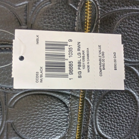 NWT! Coach Black Embossed Leather Rowan Large Satchel In Signature Leather - Picture 3 of 6